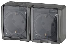 Розетка с заземлением накладная Эра Эксперт 2-м. IP54 серый Б0020717 картинка